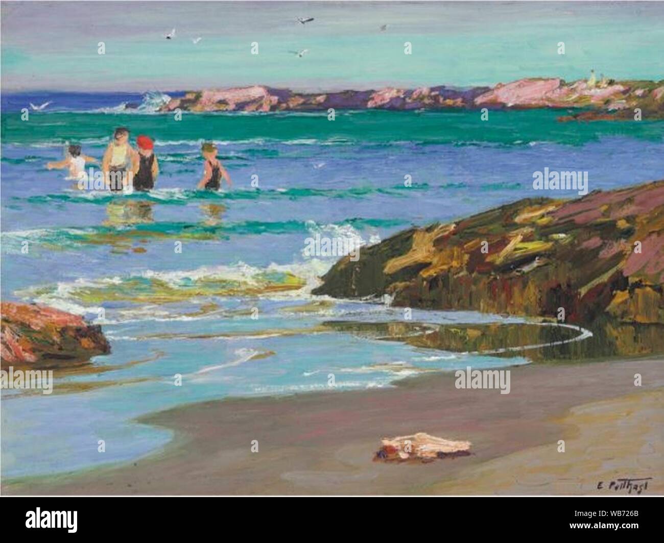 Edward Henry Potthast Low Tide. Stock Photo