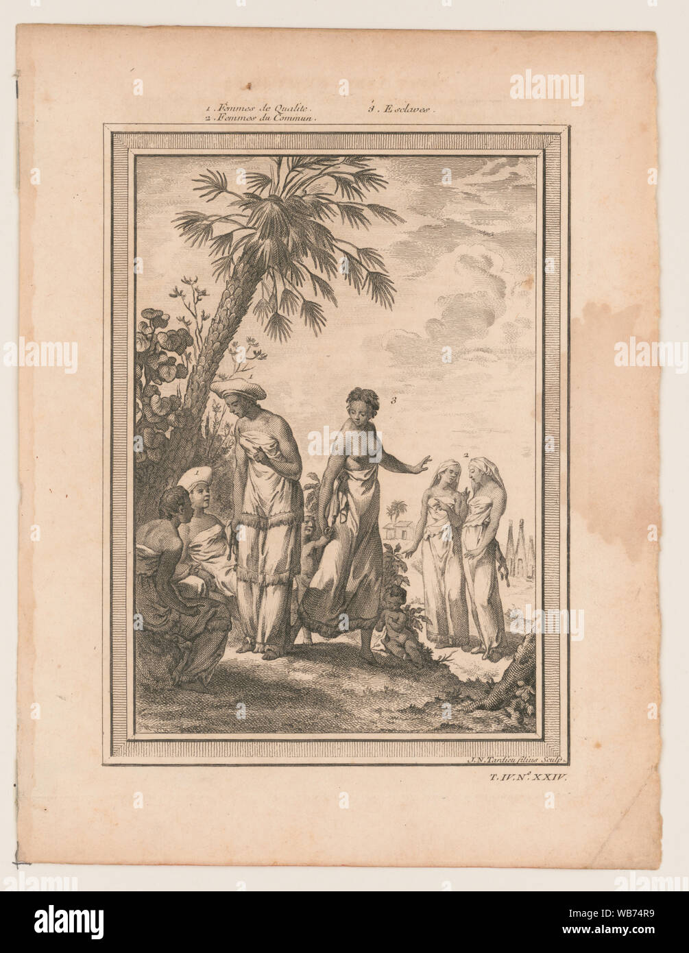 Femmes d' Afrique, en differens Habits.] 1. Femmes de qualite, 2. femmes du commun, 3. esclaves / J.N. Tardieu filius sculp Abstract/medium: 1 print : engraving ; 19.2 x 14 cm (image), 25 x 19.2 cm (sheet) Stock Photo