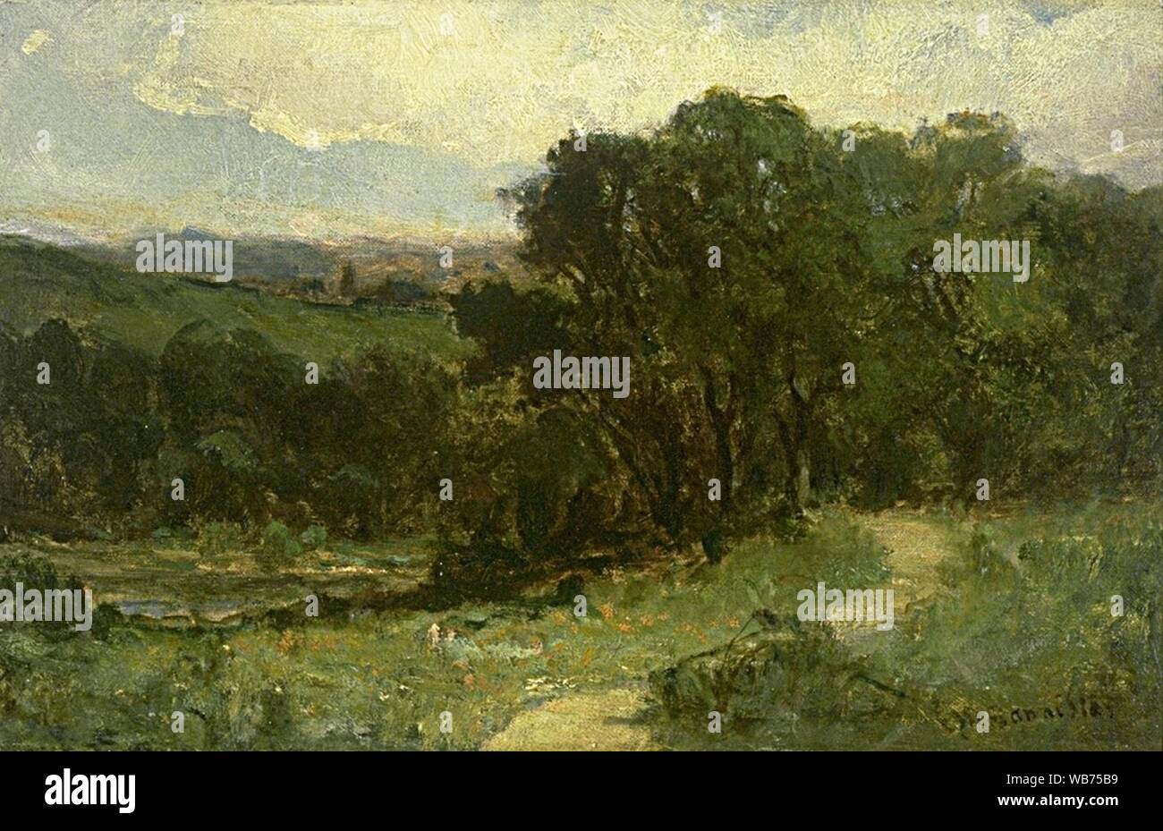 Edward Mitchell Bannister - Untitled (landscape with road near stream ...