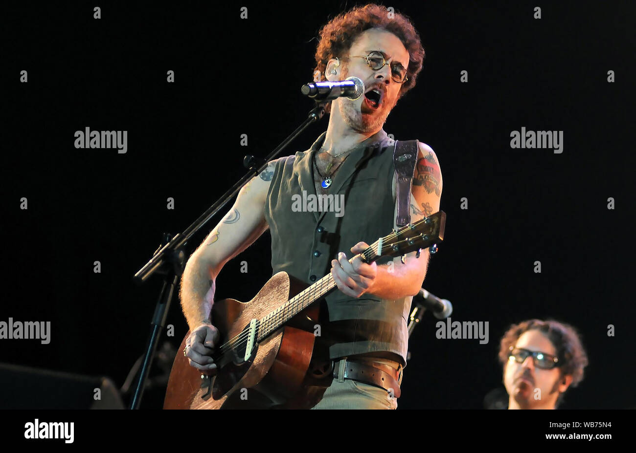 Rio de Janeiro, Brazil, September 18, 2015. Singer, composer and violinist Nando Reis, during his show at Rock in Rio in the city of Rio de Janeiro. Stock Photo