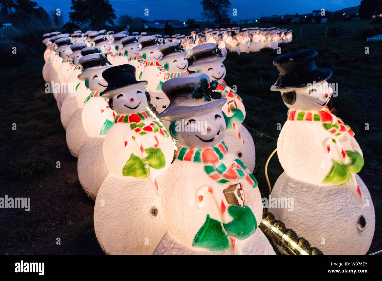 Festive snowmen at the Cornerstone Sonoma shopping complex and Wine Country  Visitor Center in Sonoma County, California