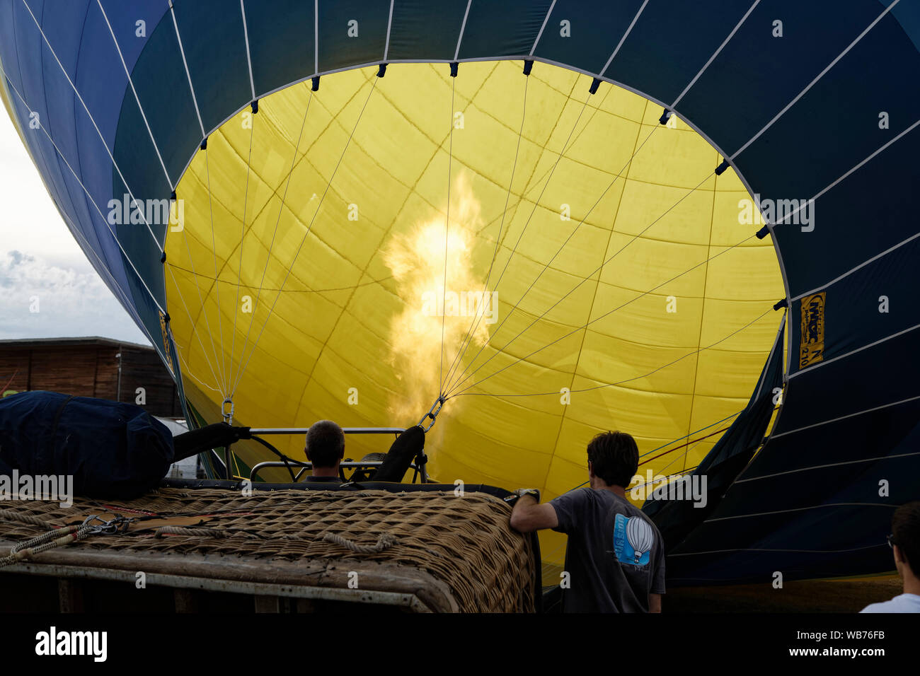 Chambley, France. 4th August, 2019. Inflating a hot air balloon before ...
