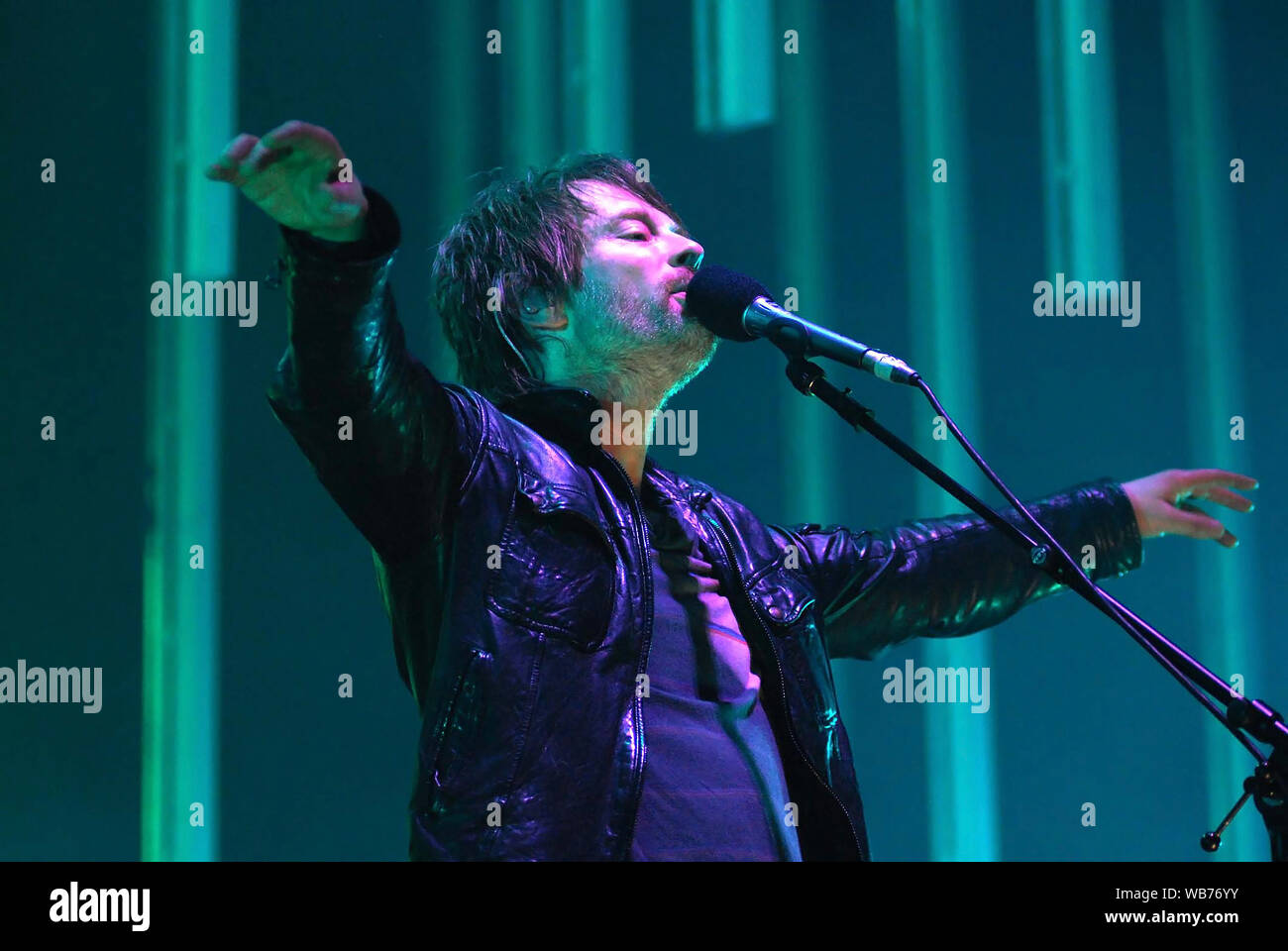 Rio de Janeiro, Brazil, March 20, 2009. Vocalist Thom Yorke of the band Radiohead during show at the Apoteose Square in the city of Rio de Janeiro Stock Photo