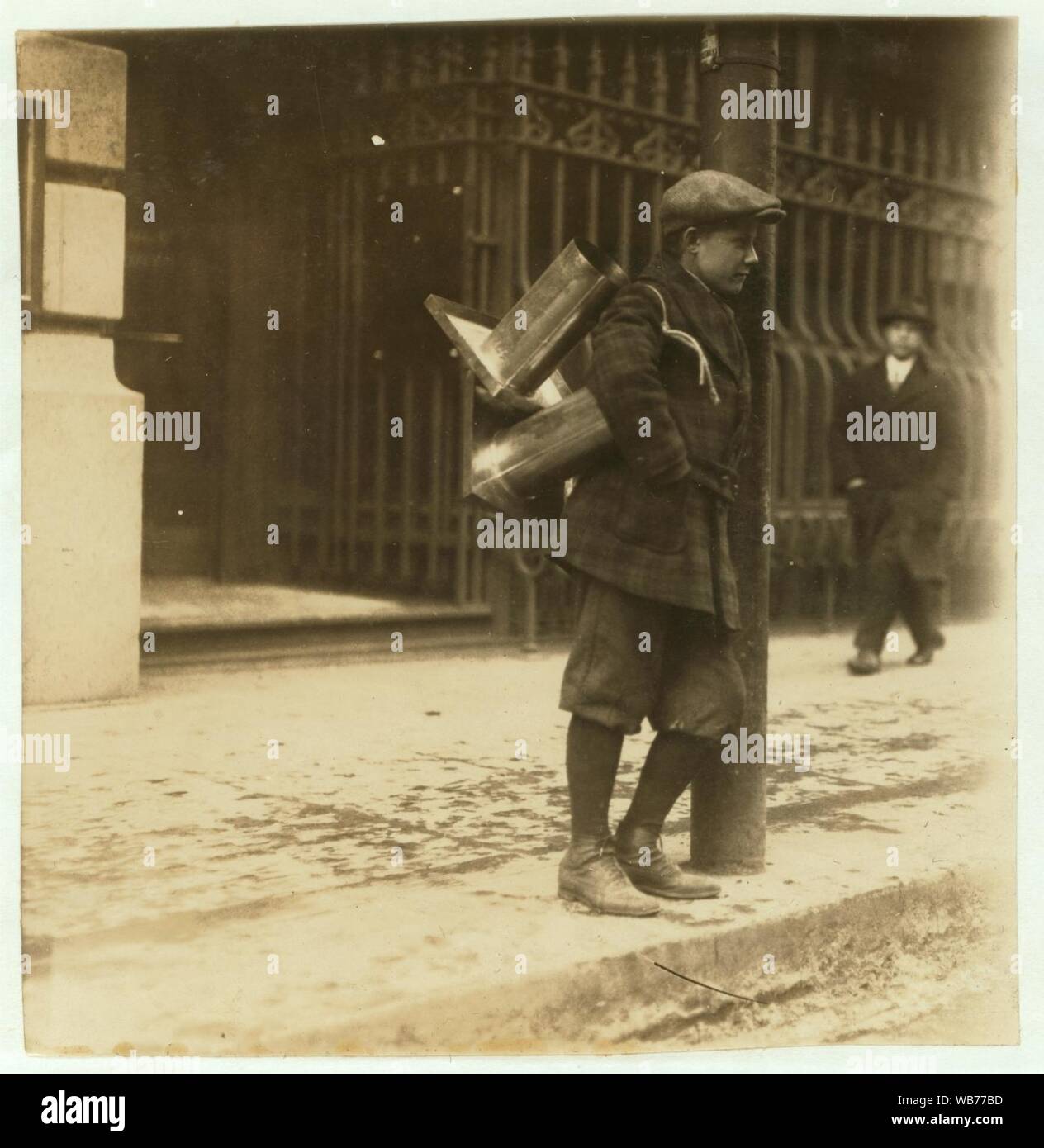 Edward Williams, 328 E Street, South Boston. 14 years old. Messenger for William H. Mitchell & Sons Co. Gets $5 a week. Stock Photo