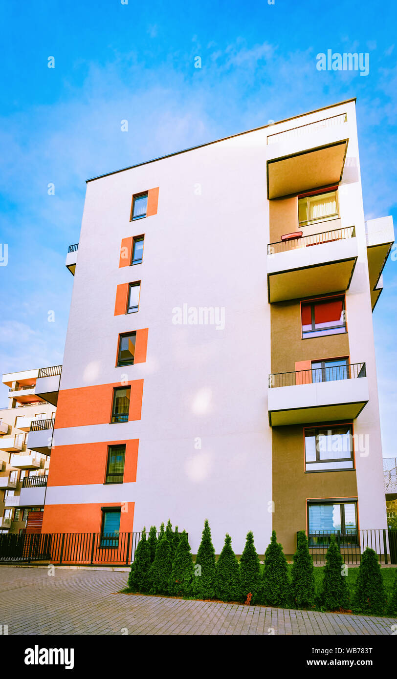 Apartment Residential Modern House Building Exterior With Fence New Home Concept Stock Photo Alamy