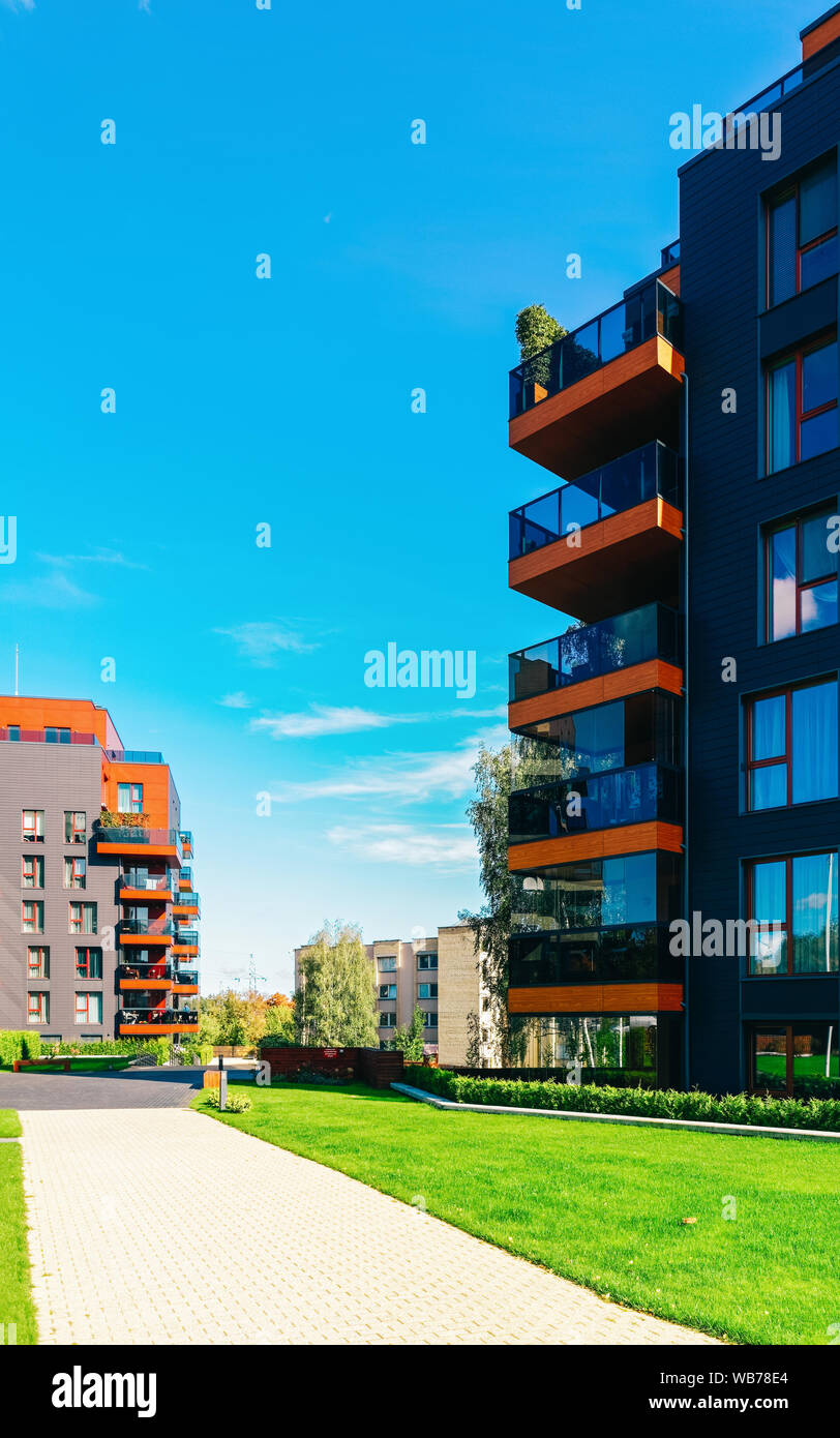 Architectural apartment buildings complex. And outdoor facilities Stock Photo Alamy