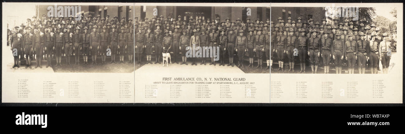 First Ambulance Co., N.Y. National Guard about to leave Binghamton for training camp at Spartanburg, S.C., August 1917 Stock Photo