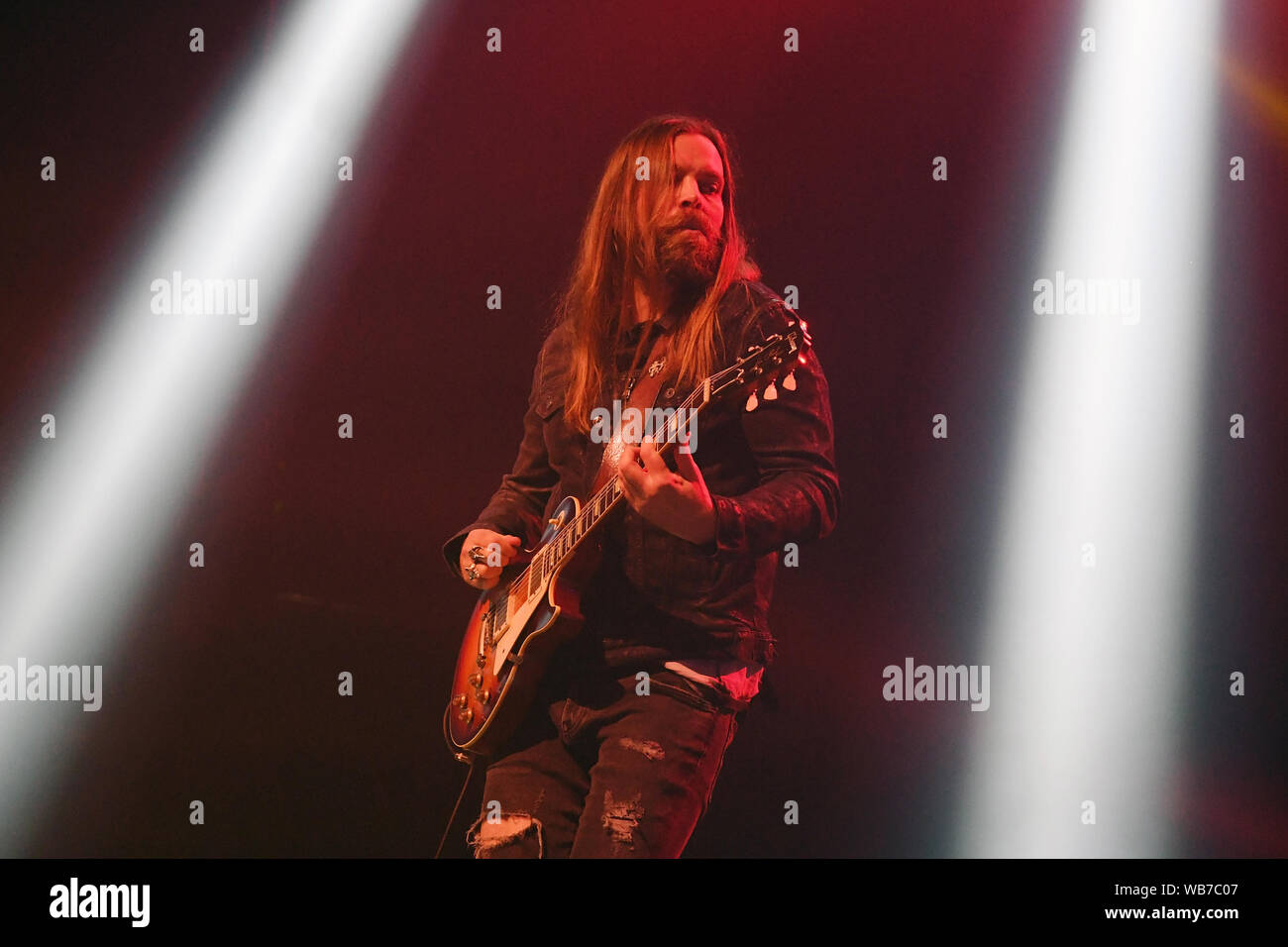 Rio de Janeiro, February 15, 2019. Guitarist Chris Traynor of the English rock band Bush during a show at Km de Vantagens Hall in the city of Rio de J Stock Photo