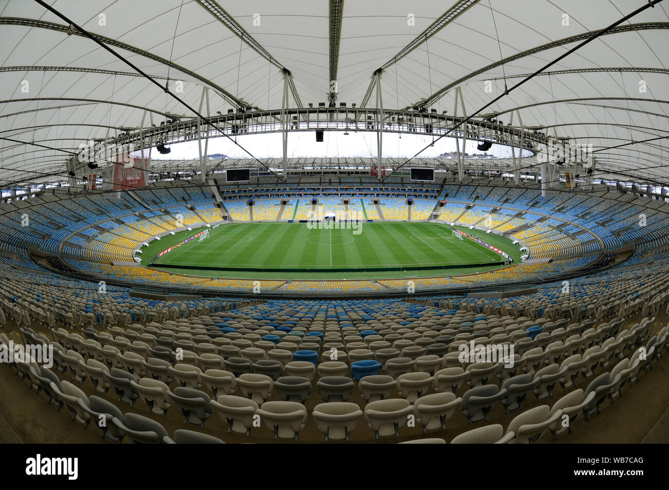 Rio de Janeiro, Brazil, September 12, 2015. Stadium of Maracanã empty before the game Flamengo vs. Fluminense by the Brazilian soccer championship. Stock Photo