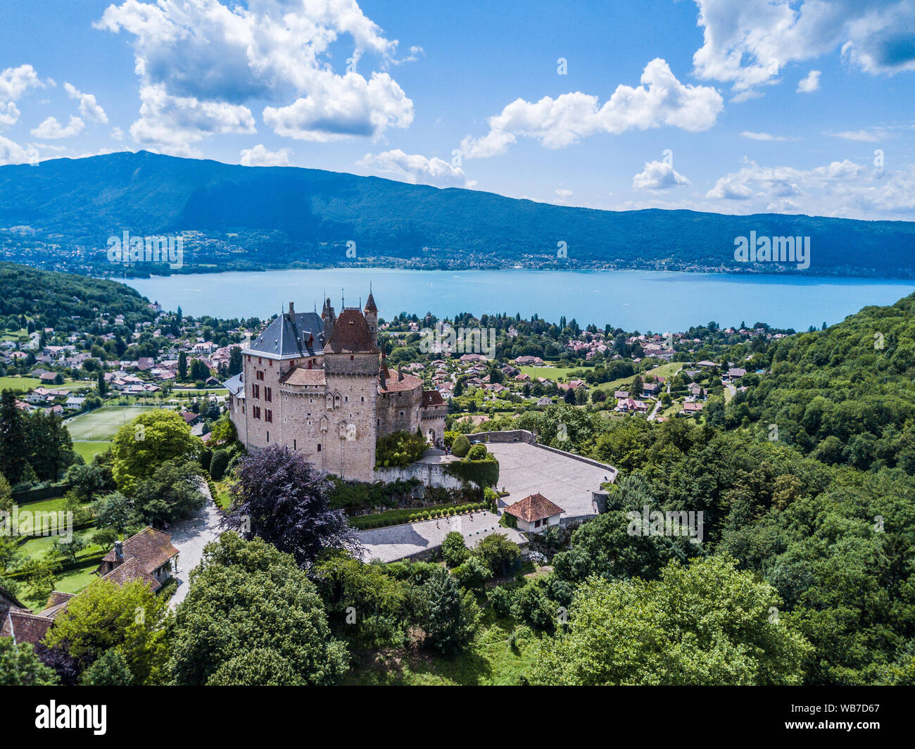 Annecy city, lake and castle from above, in southeastern France Stock ...