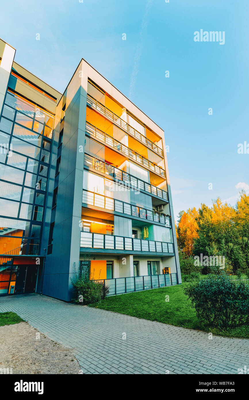 Modern apartment home residential building complex real estate concept