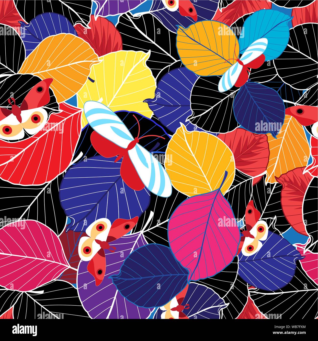 Gorgeous Vector Autumn Bright Color Pattern Of Leaves And