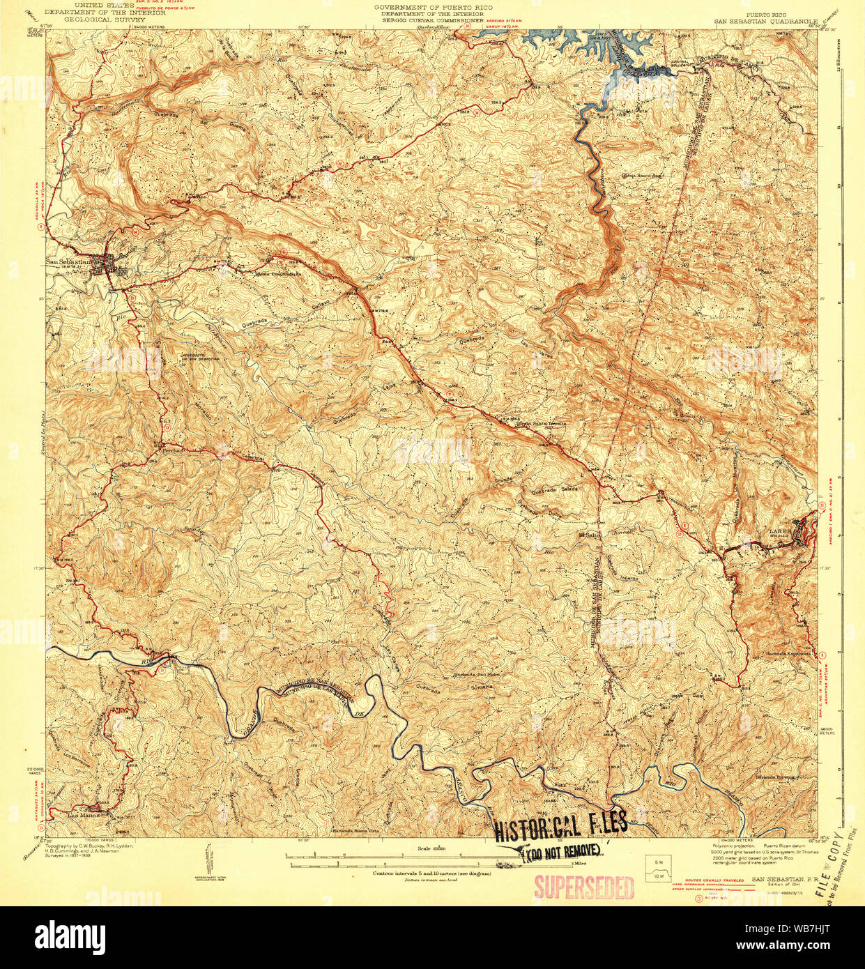 San Sebastian Puerto Rico Map Usgs Topo Map Puerto Rico Pr San Sebastian 362588 1941 30000 Restoration  Stock Photo - Alamy
