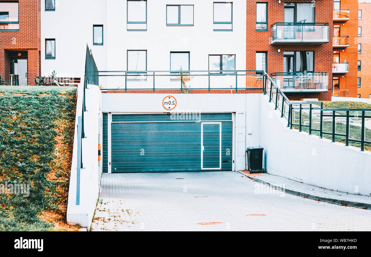 Modern Residential Apartment House Building With Garage And
