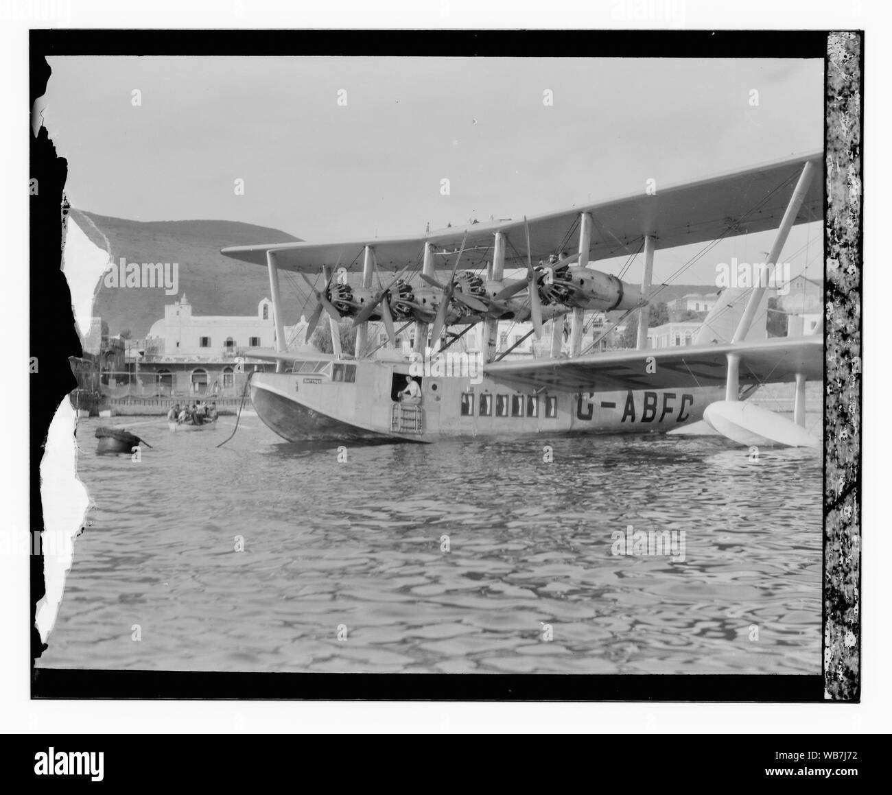 Flying boat Satyrus on Sea of Galilee, ca. 1935 Abstract/medium: G. Eric and Edith Matson Photograph Collection Stock Photo