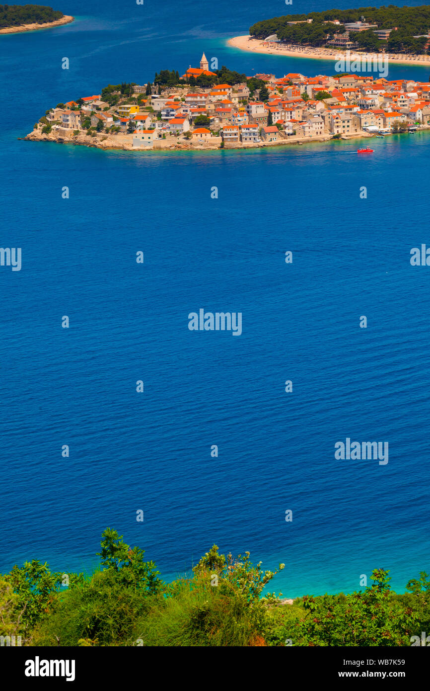 An Elevated View of Primosten, Croatia, Dalmatian Coast, Europe Stock Photo