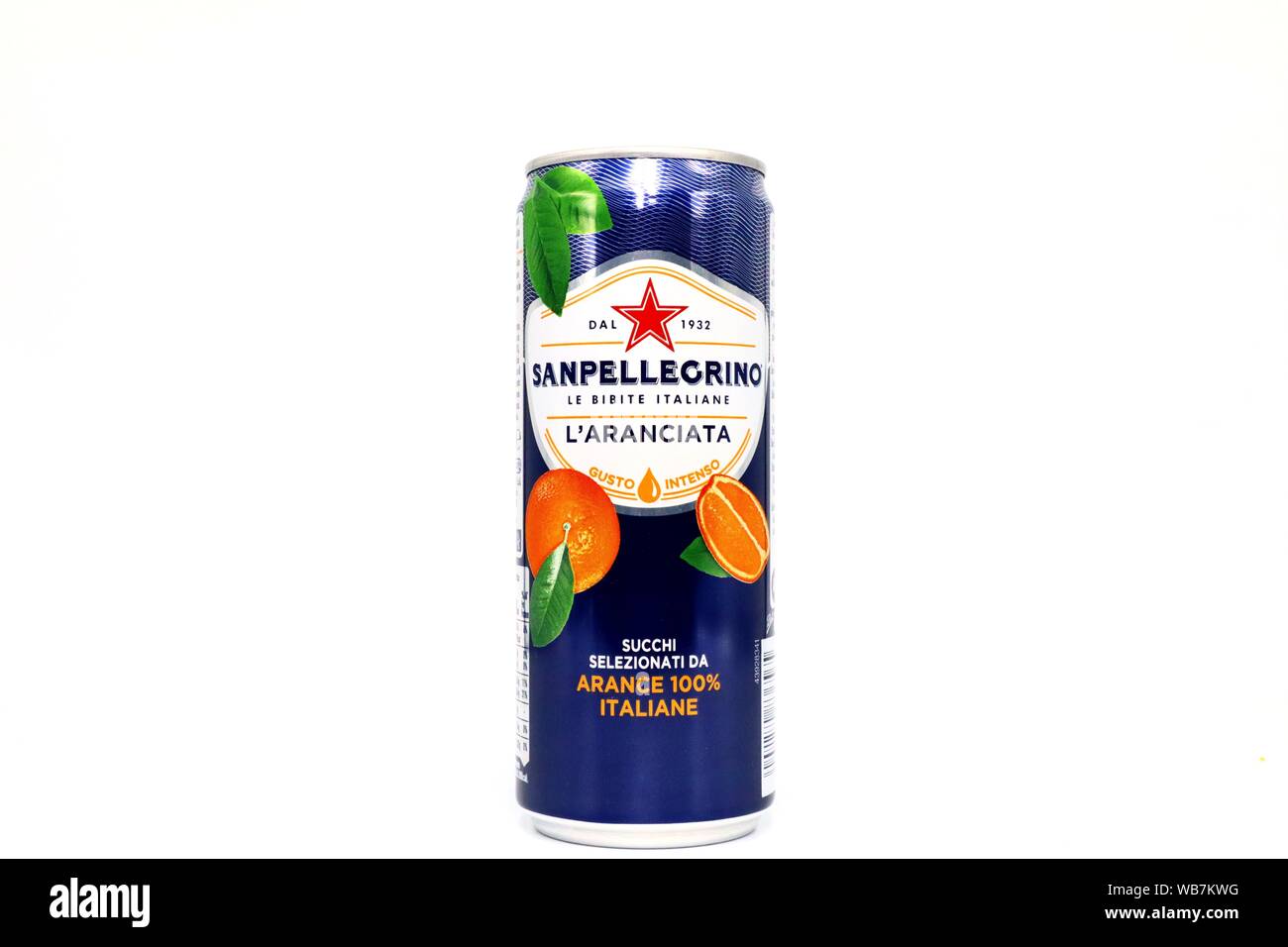 Sanpellegrino Italian sparkling Orange Juice can Stock Photo Alamy