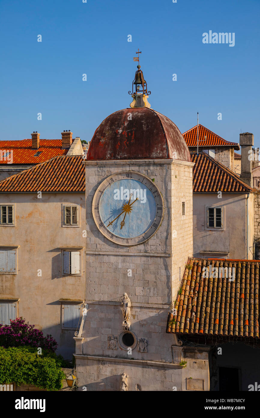 Loggia and Clock Tower, Trogir, Croatia, Europe Stock Photo