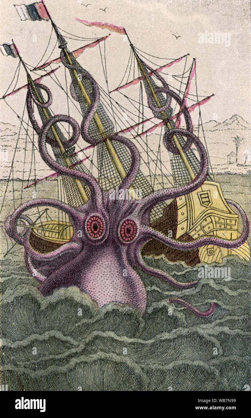 KRAKEN A  legendary giant sea monster drawn by Pierre de Montfort in 1801 Stock Photo