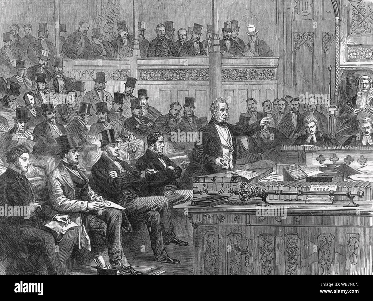 HENRY JOHN TEMPLE - LORD PALMERSTON (1784-1865) addressing the House of Commons Stock Photo