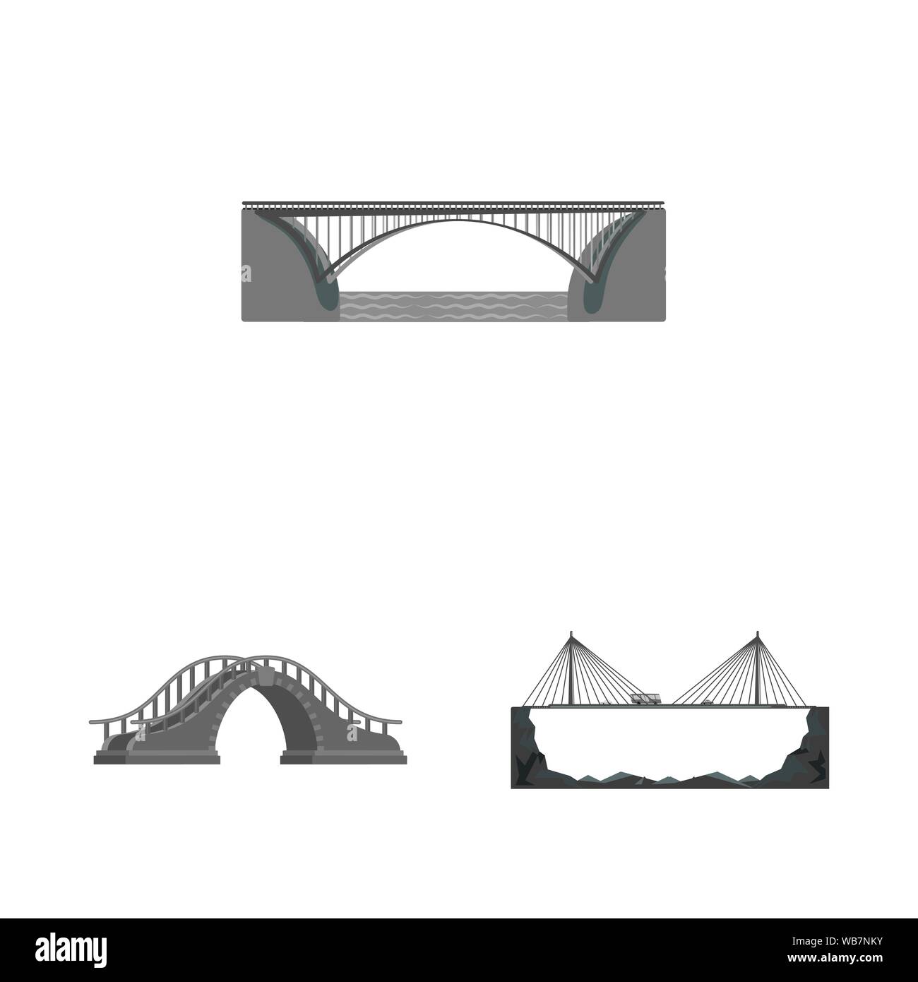 Isolated object of design and construct logo. Set of design and bridge ...