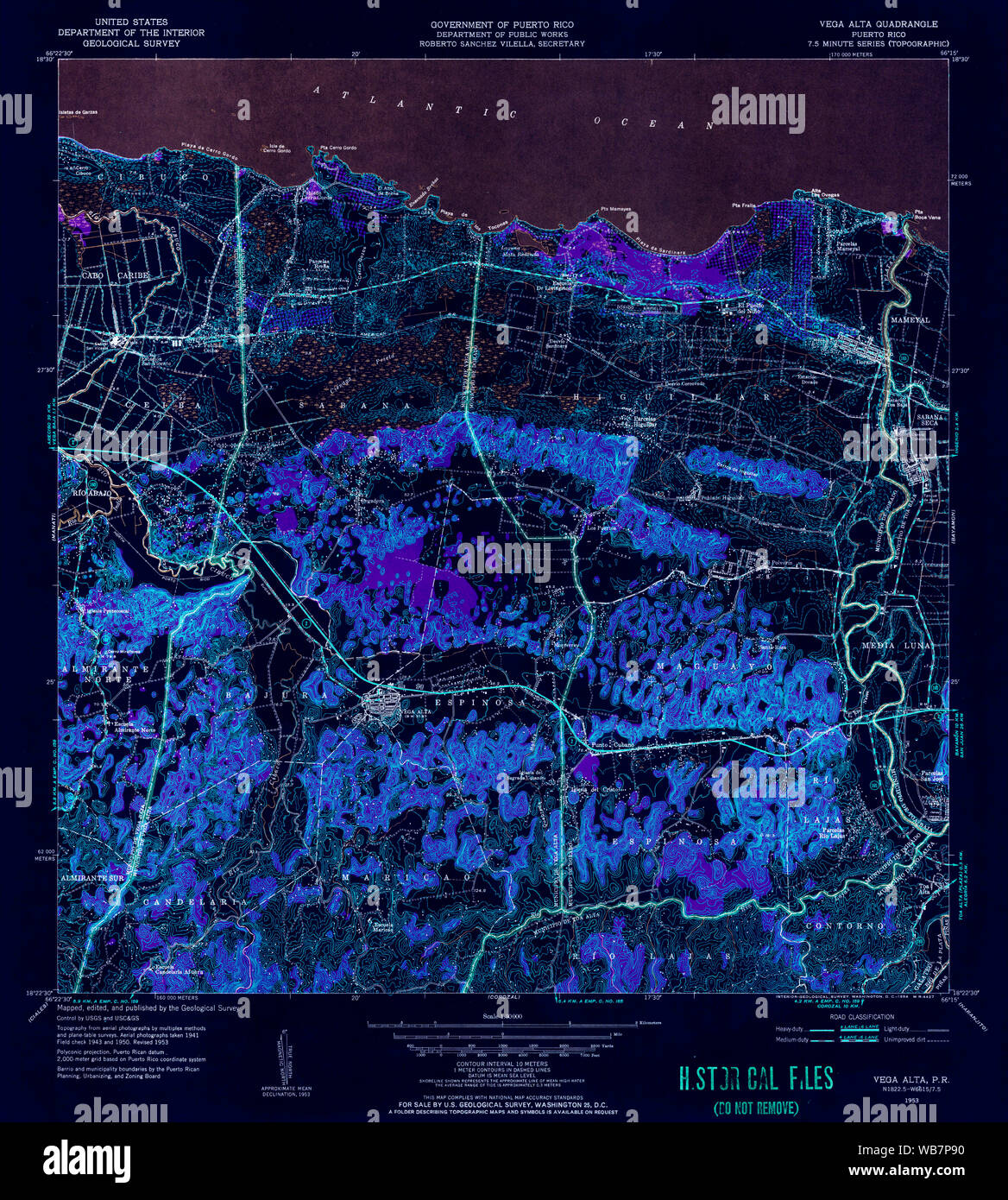 Vega Alta Puerto Rico Map Usgs Topo Map Puerto Rico Pr Vega Alta 362601 1953 30000 Inverted  Restoration Stock Photo - Alamy