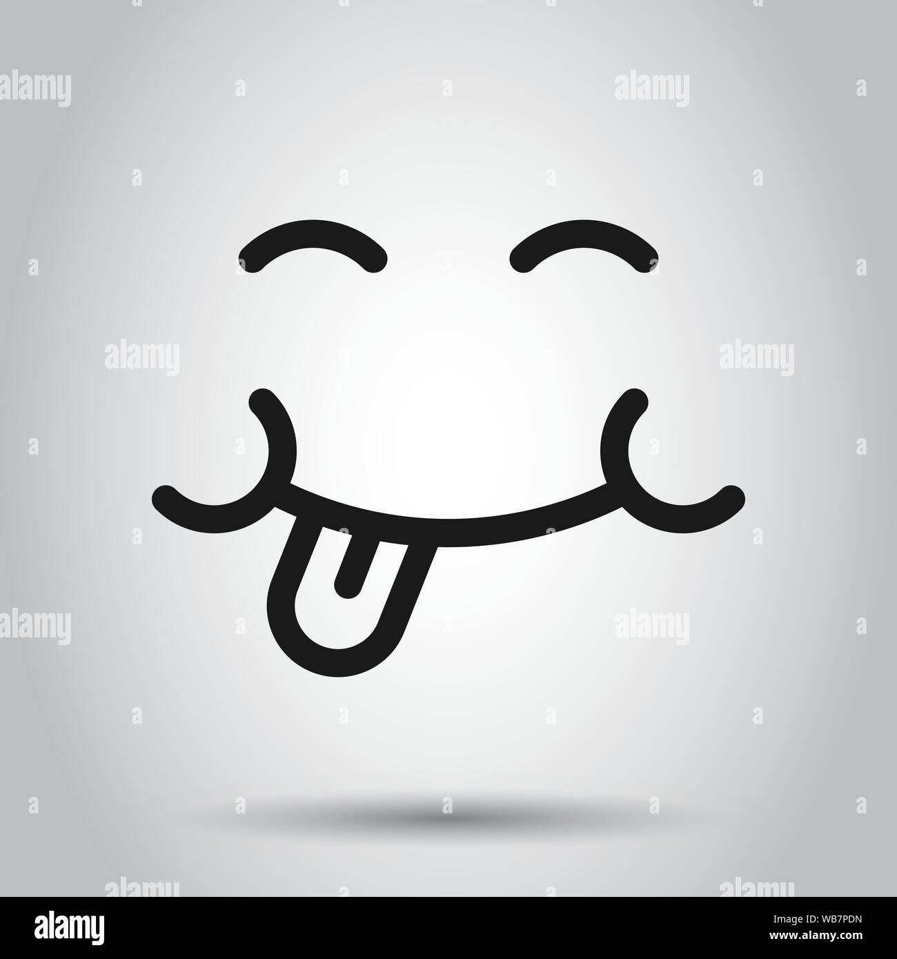 Smile face icon in flat style. Tongue emoticon vector illustration on isolated background. Funny character business concept. Stock Vector