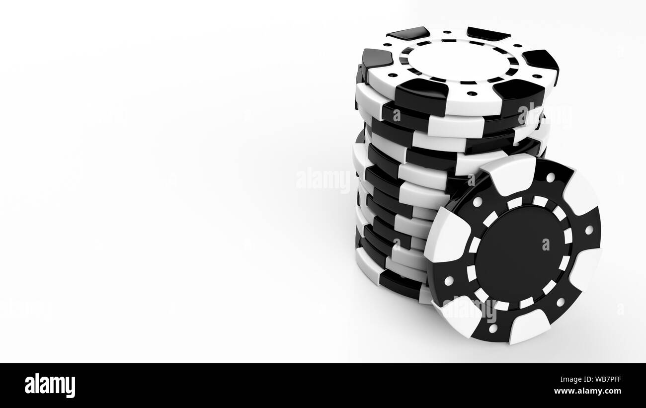 Black And White Casino Chips Set Isolated On The White Background 3D