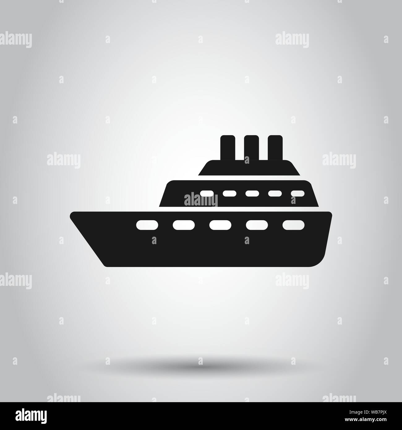 Ship cruise sign icon in flat style. Cargo boat vector illustration on ...
