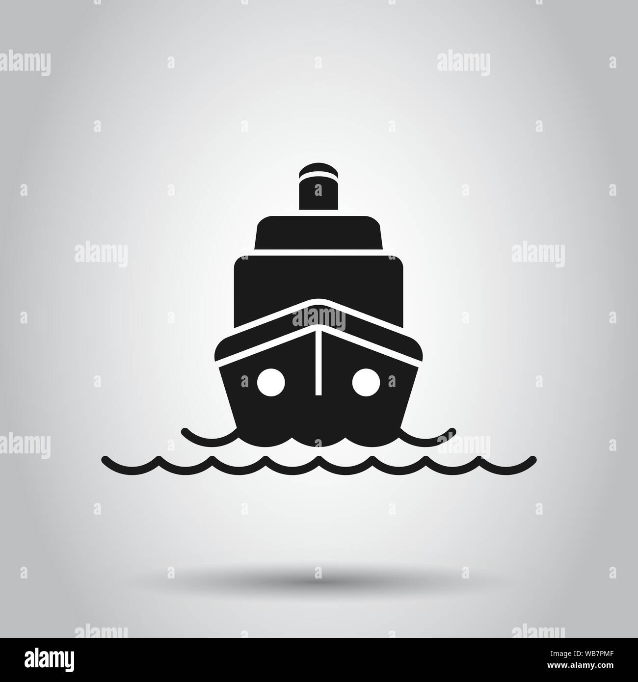 Ship cruise sign icon in flat style. Cargo boat vector illustration on isolated background. Vessel business concept. Stock Vector