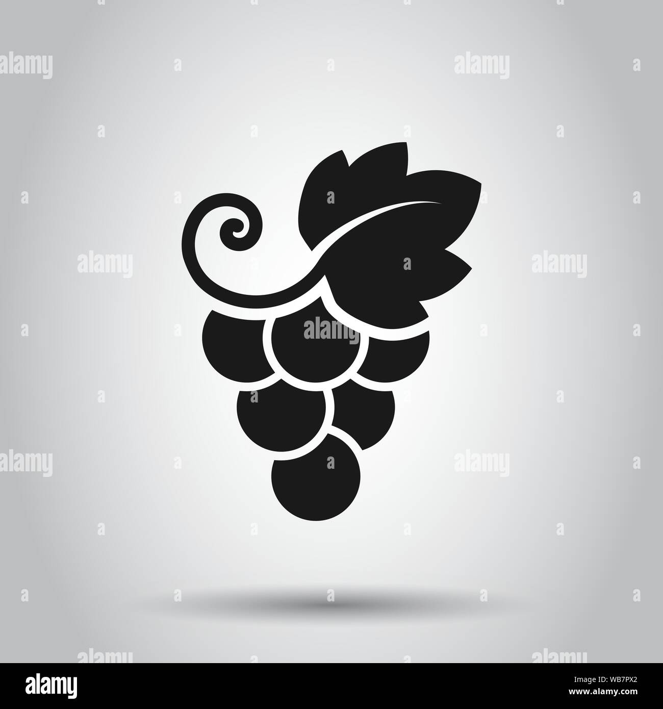 Grape fruits sign icon in flat style. Grapevine vector illustration on isolated background. Wine grapes business concept. Stock Vector