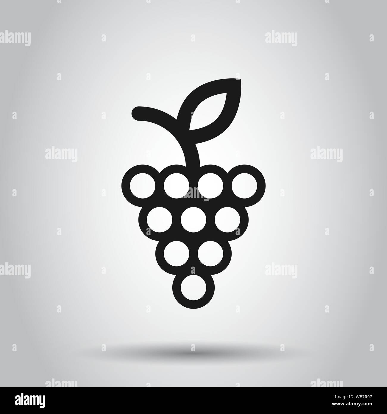 Grape fruits sign icon in flat style. Grapevine vector illustration on isolated background. Wine grapes business concept. Stock Vector