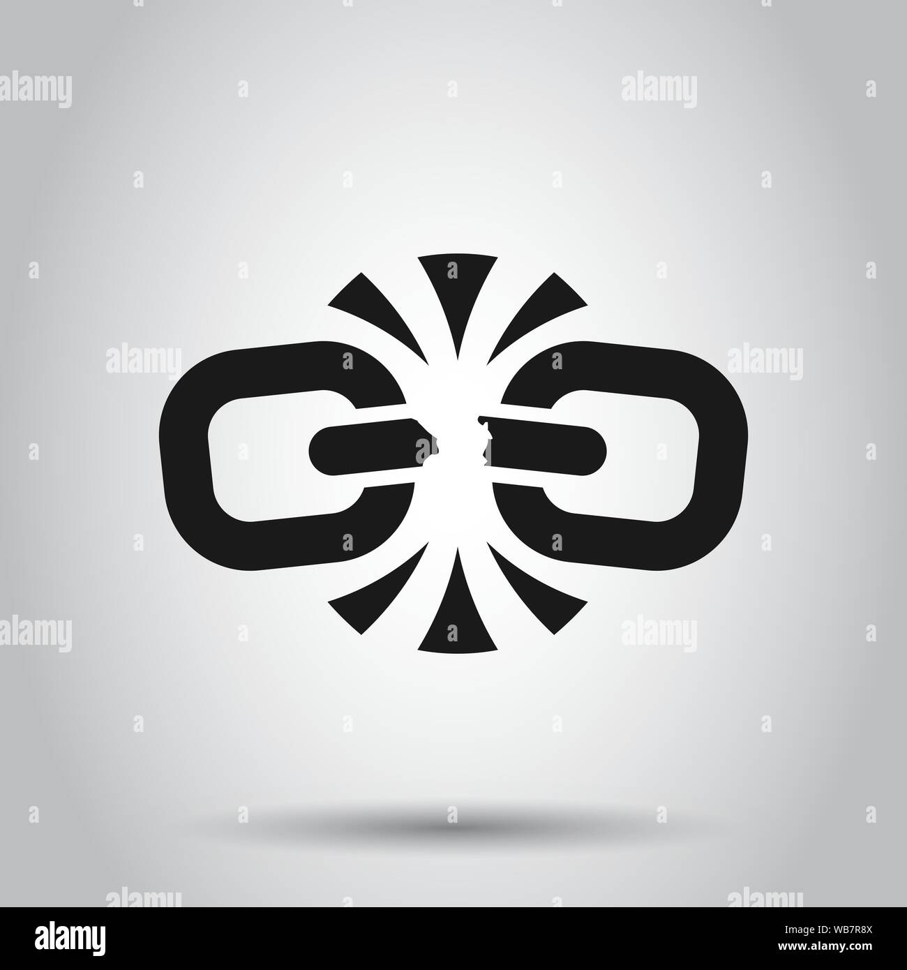Broken chain sign icon in flat style. Disconnect link vector ...
