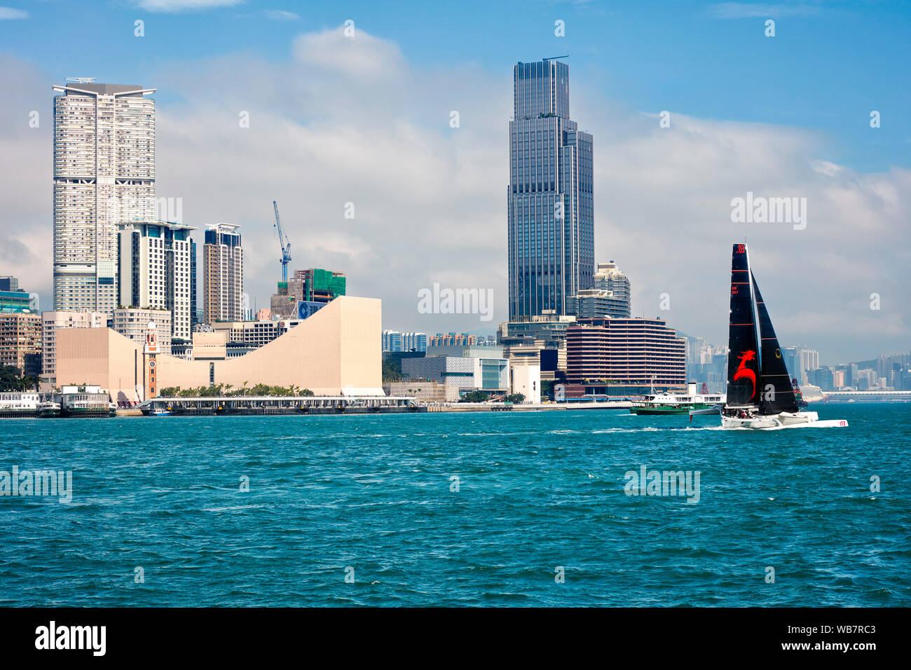 Kowloon peninsula as seen from Victoria Harbour. Hong Kong, China Stock ...