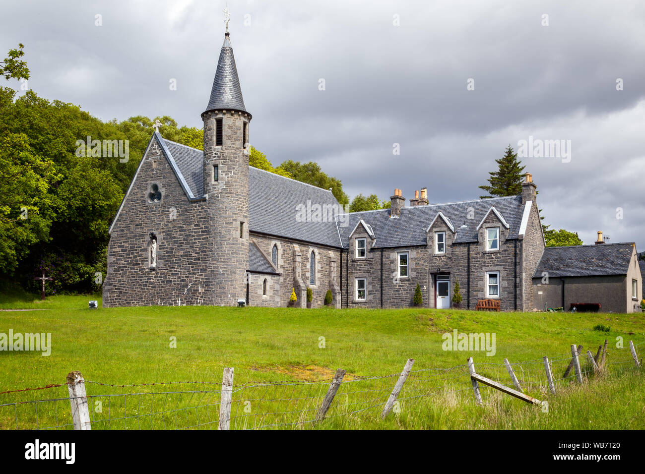 MORAR, SCOTTISH HIGHLANDS/UK - MAY 19 : Our Lady of Perpetual Succour & St Cumin's RC Church by Loch Morar in the West Highlands of Scotland on May 19, 2011 Stock Photo