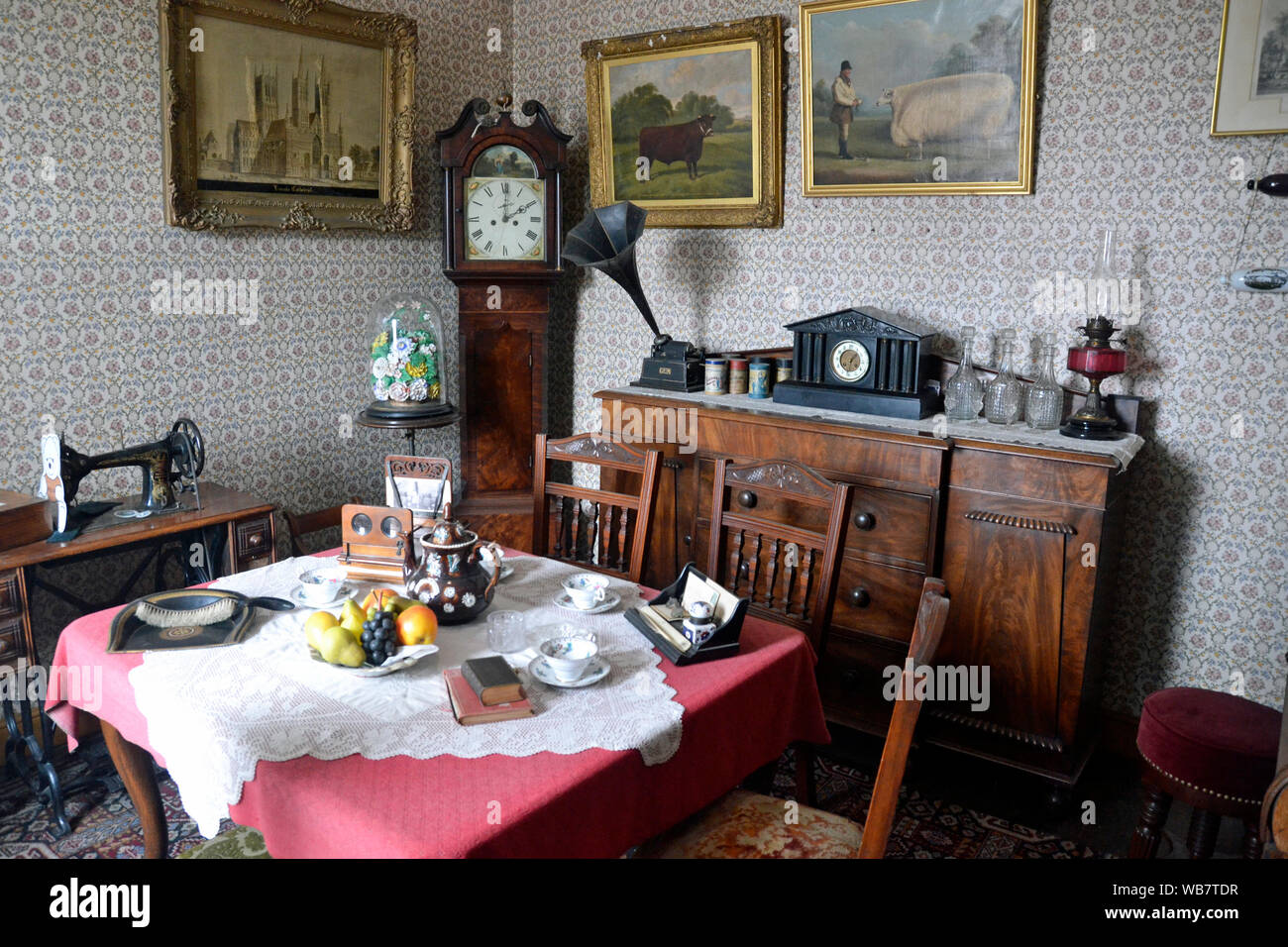 Victorian Parlour at the Museum of Lincolnshire Life, Lincoln, Lincolnshire, UK Stock Photo