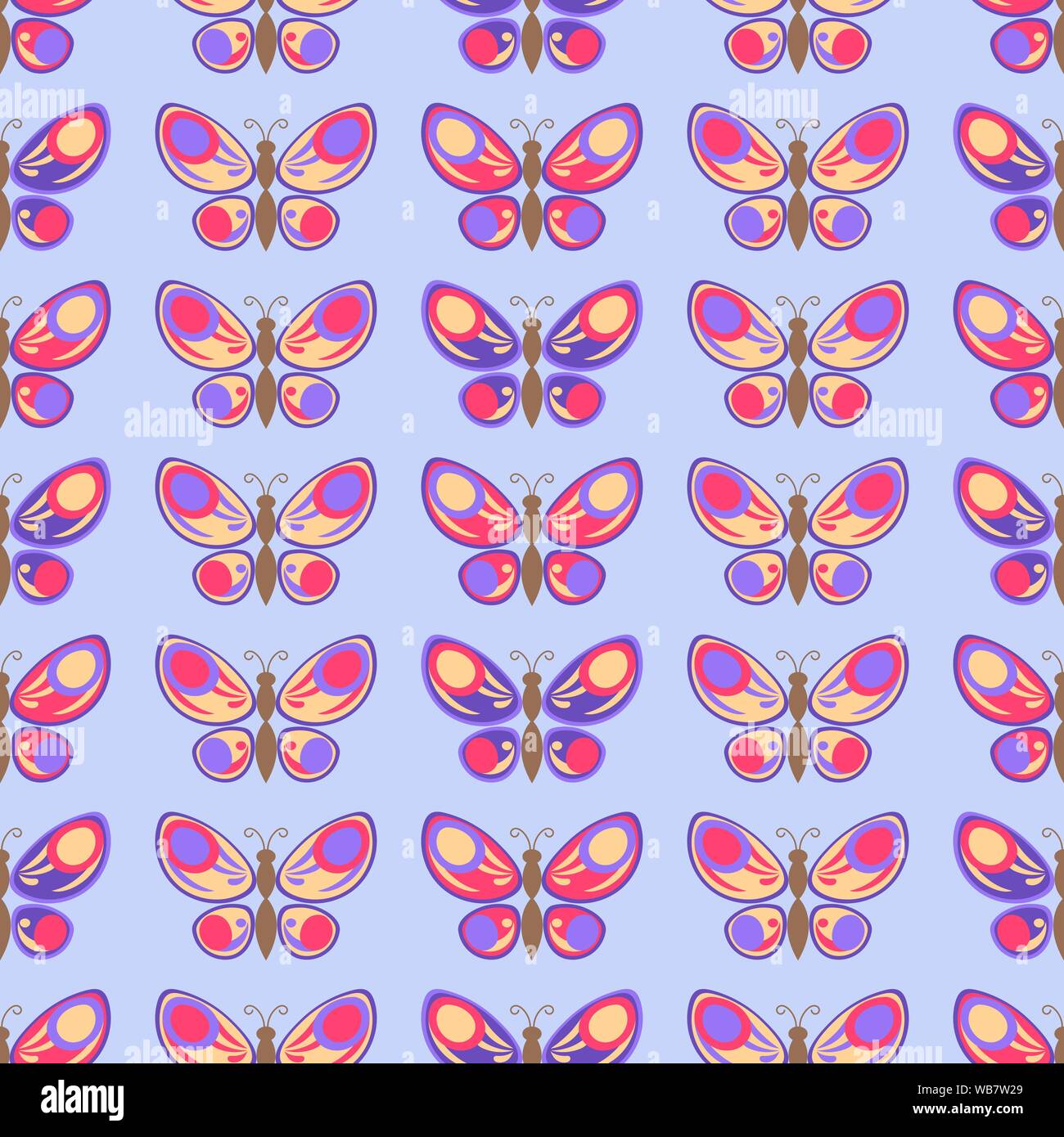 Seamless beautiful butterflies pattern. Vector illustration. EPS10. Clipping mask applied. This pattern is available as Swatches. Stock Vector
