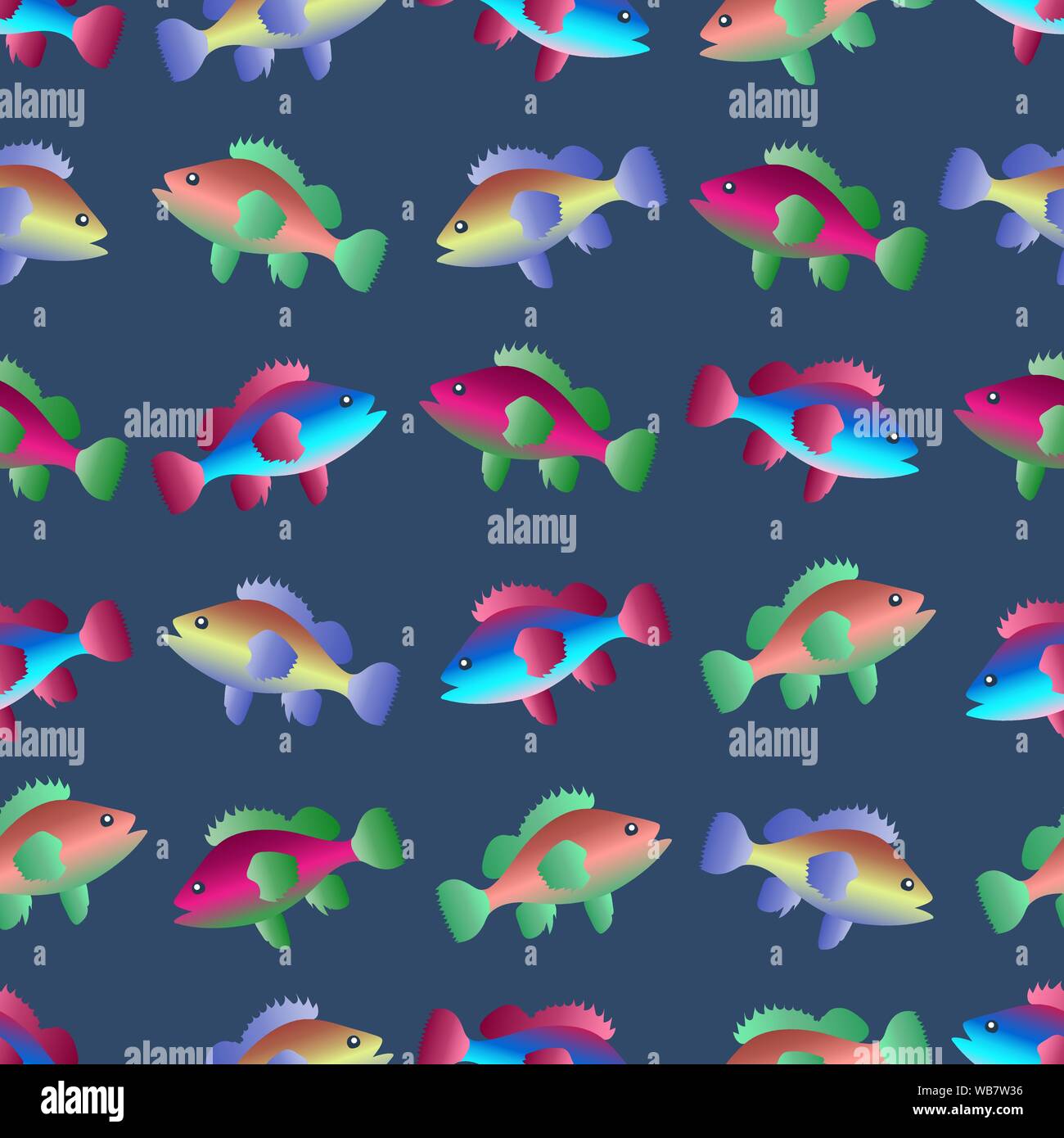 Pattern Fish Swim In Seamless pattern with fish swimming in the sea. Colorful illustration ...