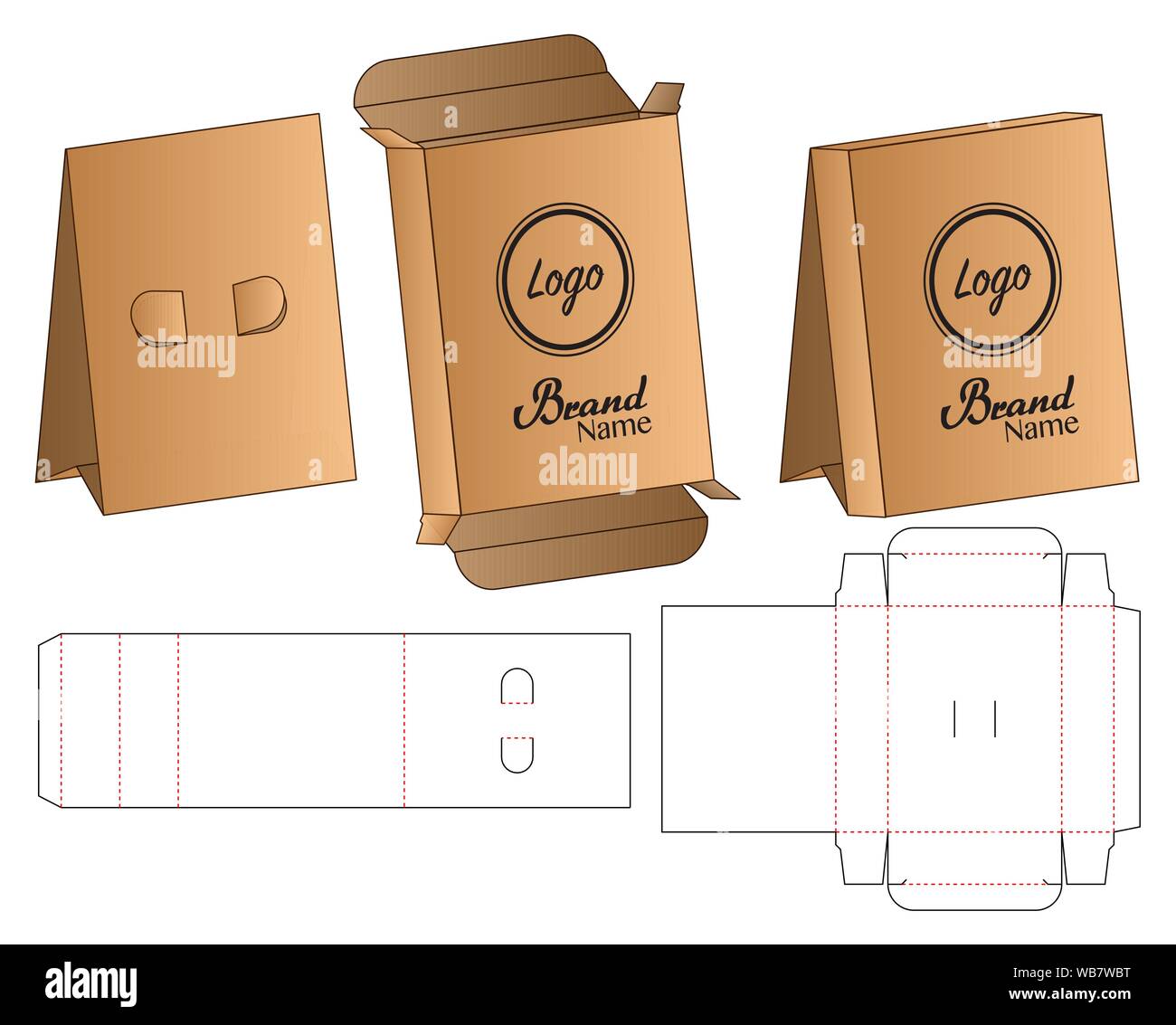Box packaging die cut template design. 3d mock-up Stock Vector Image