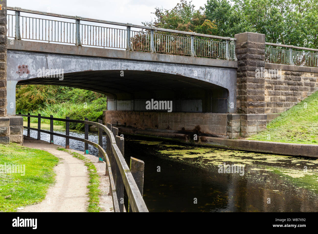 Steel arch bridge over the Selby canal at Burn near Selby Stock Photo