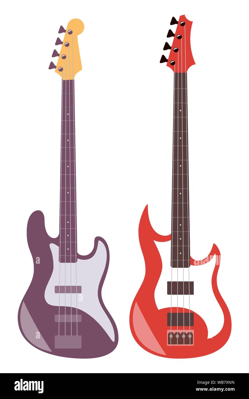 Electric guitars isolated on white background. Flat style vector illustration Stock Vector
