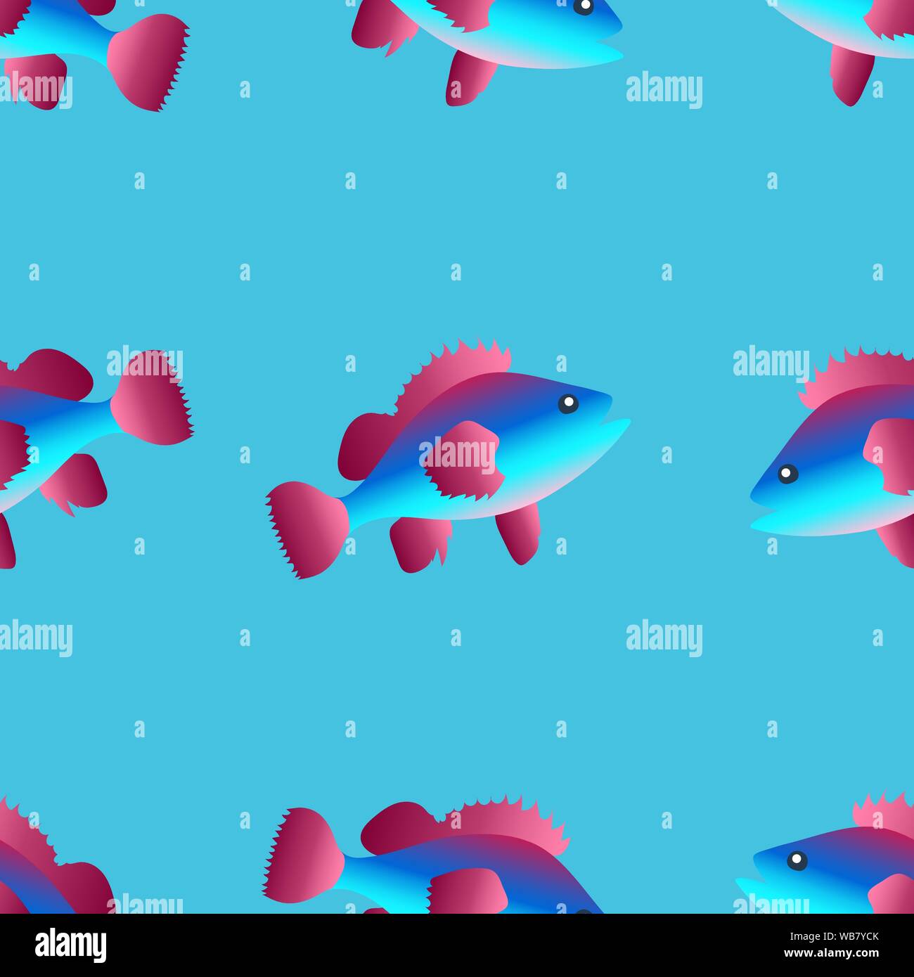 Pattern Fish Swim In Seamless pattern with fish swimming in the sea. Colorful illustration ...