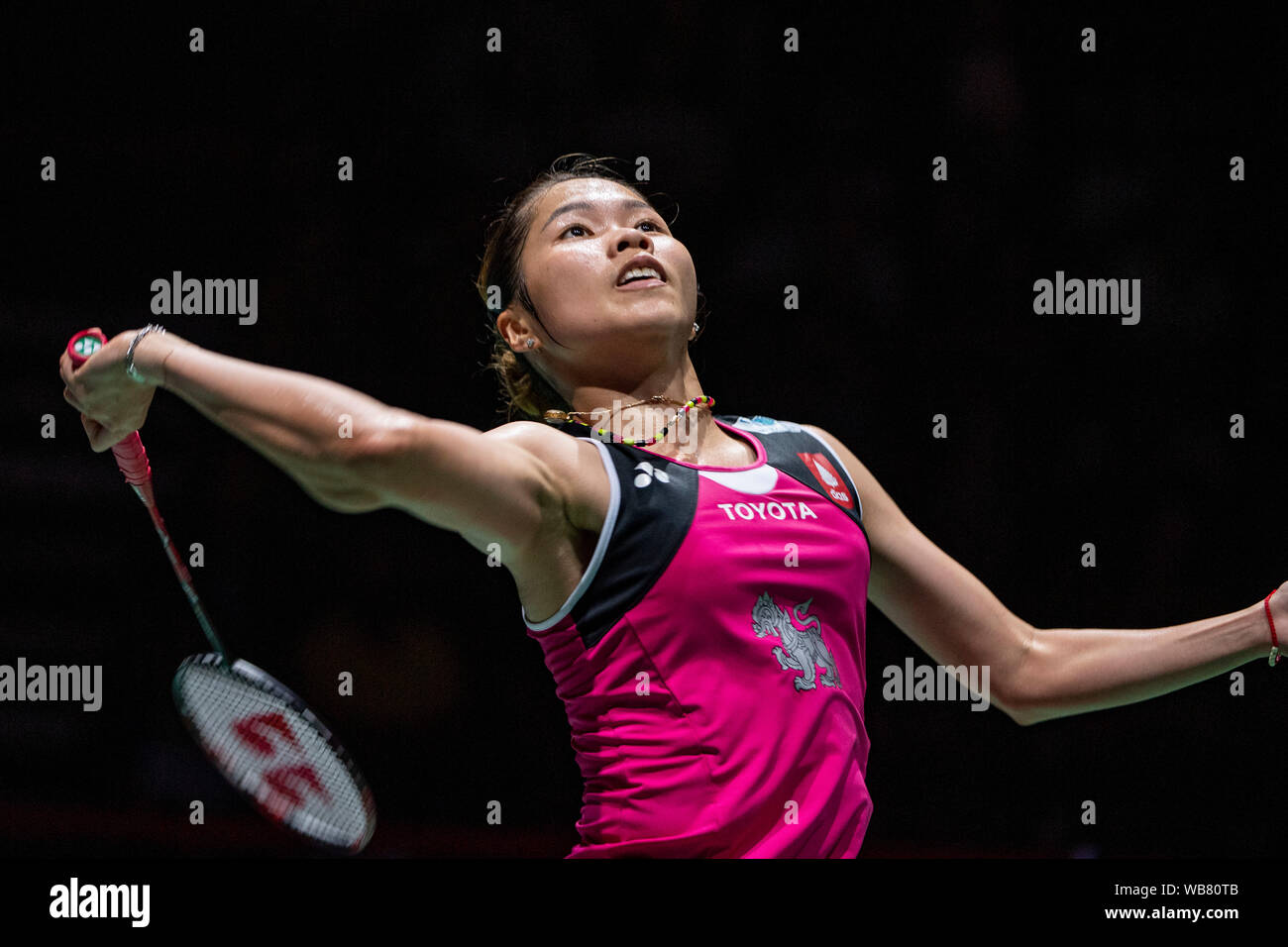 Basel, Switzerland. 24th August, 2019. Ratchanok Intanon of Thailand during  the BWF World Badminton Championships 2019, Women's Singles Semi Final at  the St. Jakobshalle in Basel, Switzerland, on August 24, 2019. (Photo