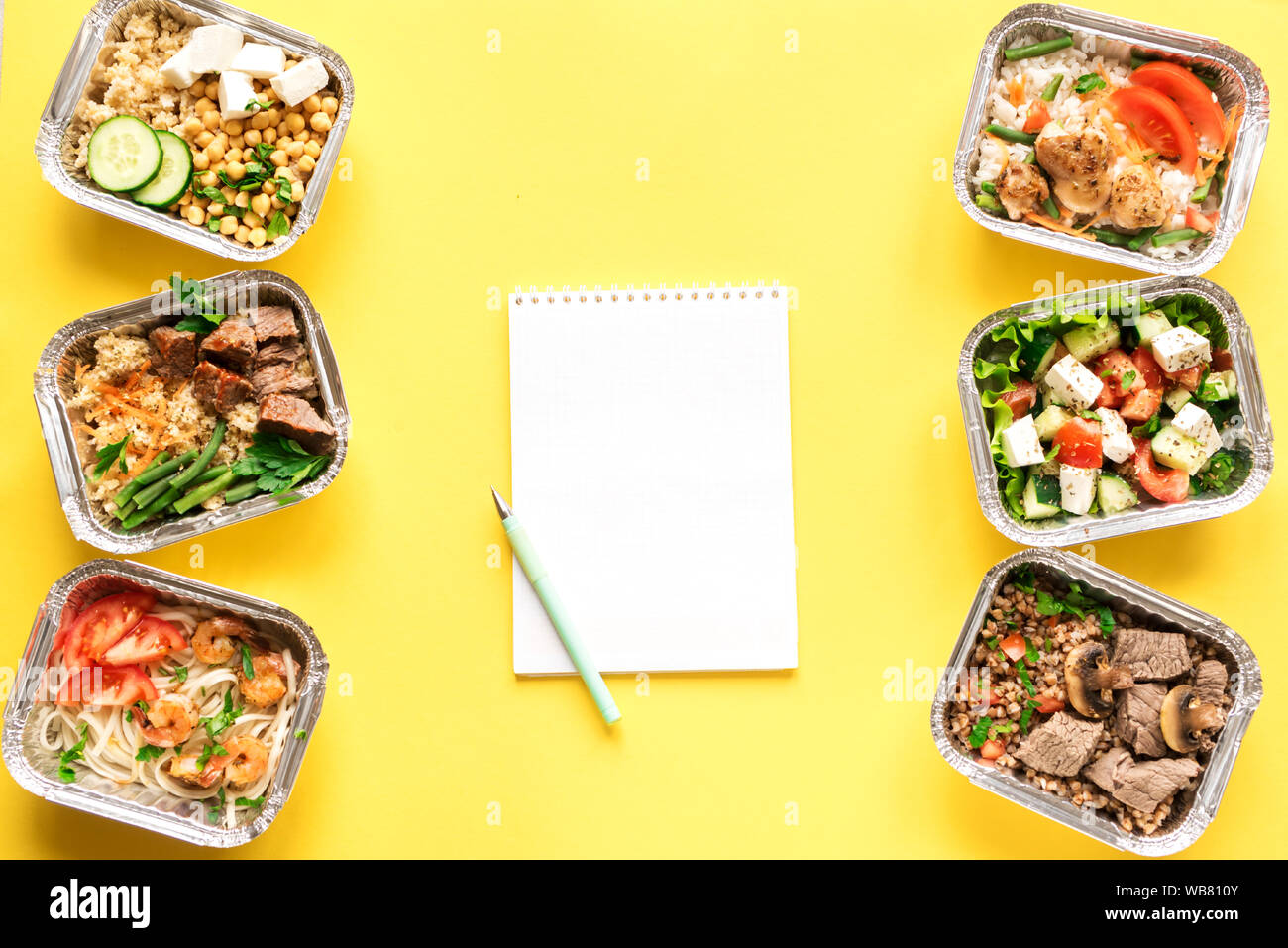 Healthy food delivery or diet plan. Take away of organic daily