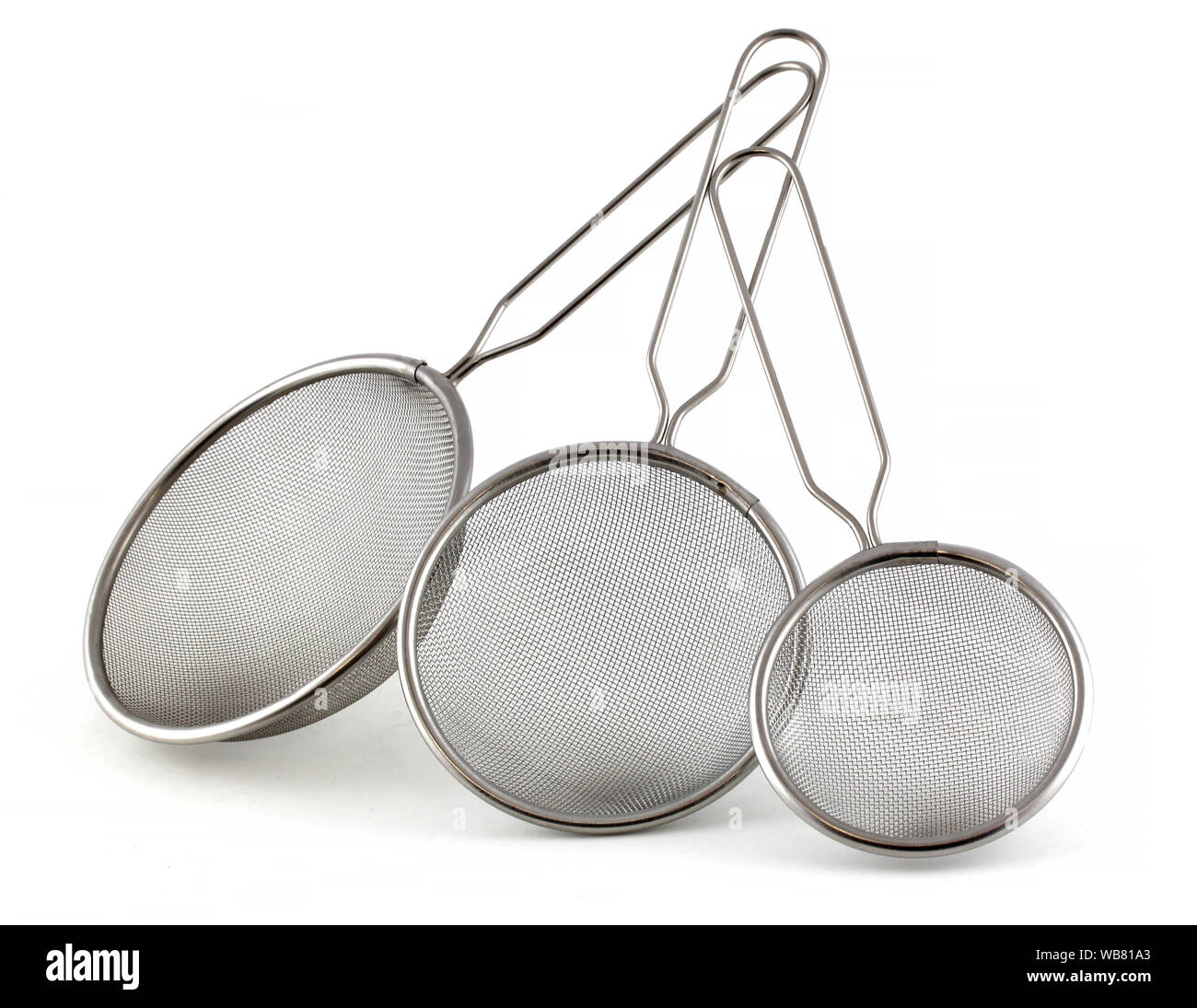 Set Of Kitchen Strainers Of Different Sizes On A White Background The Smallest Tea Strainer And The Largest For Rice Or Pasta Stock Photo Alamy