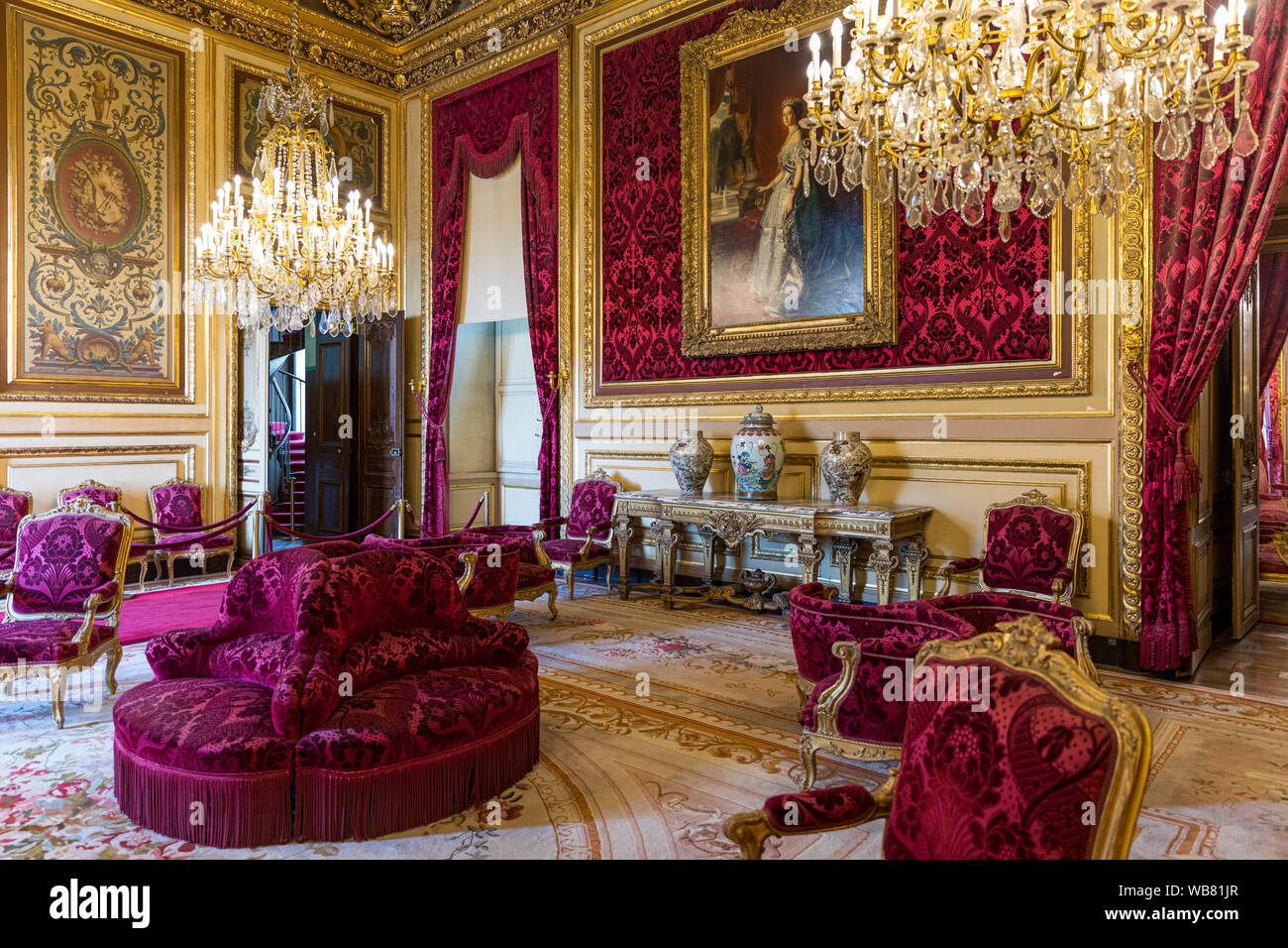 Paris, France July 6, 2018 Apartments of Napoleon III in Louvre