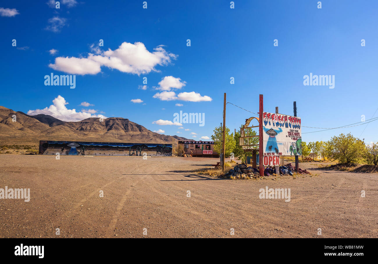 E-T- Fresh Jerky store located on the Extraterrestrial Highway Stock Photo