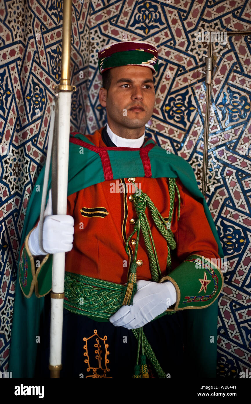 Guard inside the Mohammed V mausoleum ( Morocco) Stock Photo