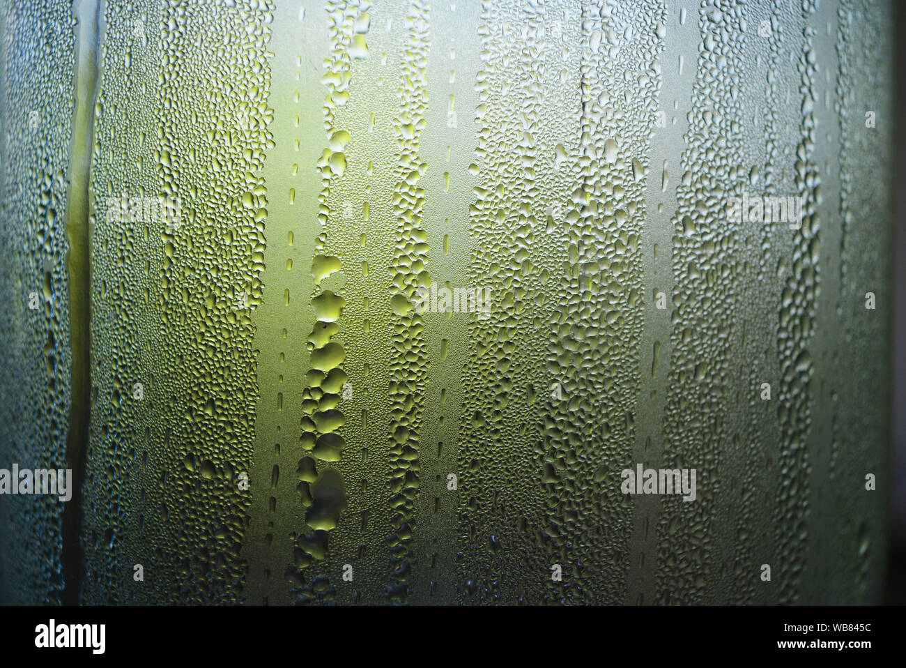 Transparent glass steamed with steam, condensation of water and small ...