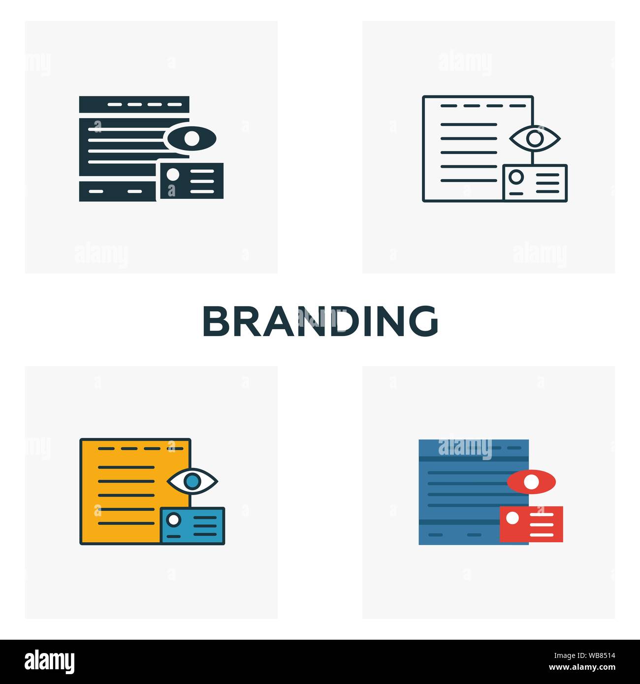Branding icon set. Four elements in diferent styles from advertising ...